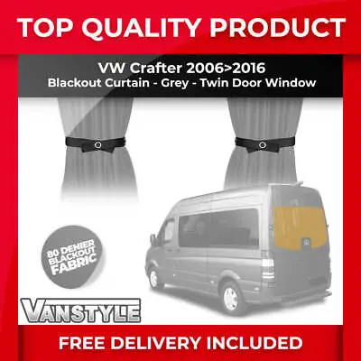 £29.99 • Buy For Vw Crafter 06>16 Tailored Fit Blackout Denier Fabric Twin Door Curtains Grey